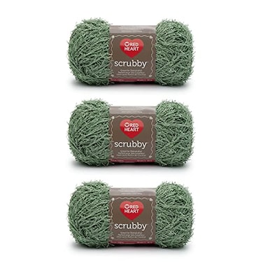 Red Heart Scrubby Green Tea Yarn 3 Pack of 100g35oz Polyester 4 Medium Worsted 92 Yards KnittingCrochet