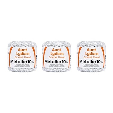Aunt Lydia's Aunt Lydia Metallic WhiteSilver Yarn 3 Pack of 100y91m Mixed Materials 10100 Yards KnittingCrochet