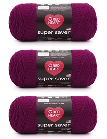 Red Heart Super Saver Mulberry Yarn 3 Pack of 7oz198g Acrylic 4 Medium Worsted 364 Yards KnittingCrochet