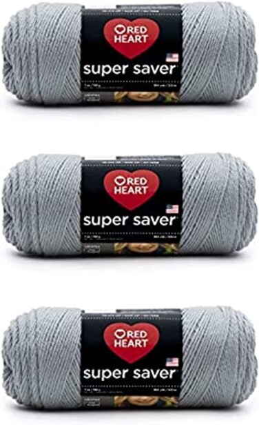 Red Heart Super Saver Dusty Gray Yarn 3 Pack of 198g7oz Acrylic 4 Medium Worsted 364 Yards KnittingCrochet