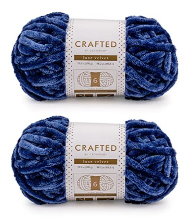 Crafted By Catherine Luxe Velvet Solid Yarn 2 Pack 300 g 105 oz 98 Yards Each Skein Royal Blue Gauge 6 Super Bulky