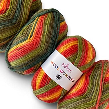 KnitPal Wool Wonders Yarn for Crocheting 4Pack 640Yds 400G Free Patterns Wool Yarn for Knitting AranHeavy 4 Medium Worsted Weight Autumn Leaves