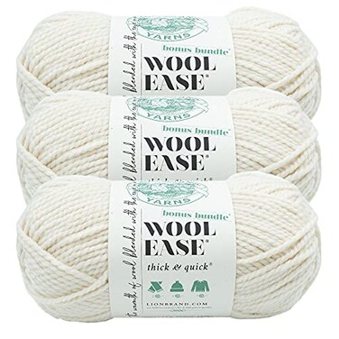 Lion Brand Yarn 3 Pack WoolEase Thick Quick Bonus Bundle Bulky Yarn Fisherman