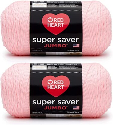 Red Heart Super Saver Jumbo Petal Pink Yarn 2 Pack of 396g14oz Acrylic 4 Medium Worsted 744 Yards KnittingCrochet