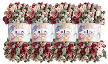 Alize Puffy Fine Color Baby Blanket Small Loop 100 Micropolyester Soft Yarn Lot of 4skn 400gr 64yds 6039