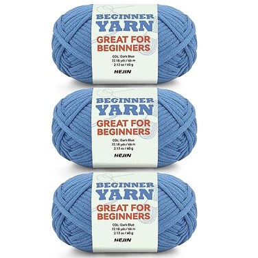 HEJIN 3x50g Dark Blue Yarn for Crocheting and Knitting3x80m 875yds Cotton Yarn for Beginners with EasytoSee StitchesWorstedWeight Medium 4CottonNylon Blend Yarn for Beginners Crochet Kit Making