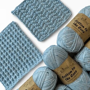 KnitPal Cotton to The Core Speckled Soft Baby Yarn for Crocheting 6Pack 810Yds 300G Free Patterns Size 3 DK Light Worsted Weight Cotton Yarn for Knitting Frosted Blueberry
