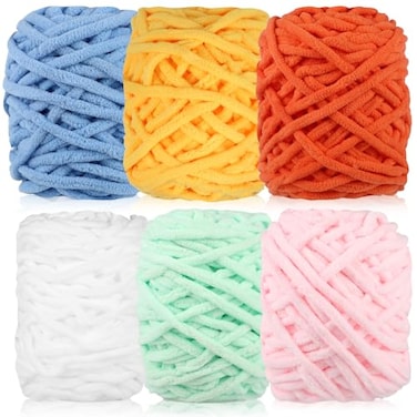 WSICSE Chenille Fluffy Yarn Thick Chunky Blanket Yarn for Crocheting Plush Soft Yarn for Knitting Blanket DIY Gifts 6 Pack 100g Each 35 oz 55 YardsFresh