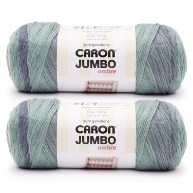 Caron CAR Jumbo Ombre White Water Yarn 2 Pack of 340g12 oz 100 Acrylic 4 Worsted Medium 595 Yards KnittingCrochet