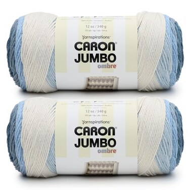 Caron CAR Jumbo Ombre Faded Jeans Yarn 2 Pack of 340g12 oz 100 Acrylic 4 Worsted Medium 595 Yards KnittingCrochet