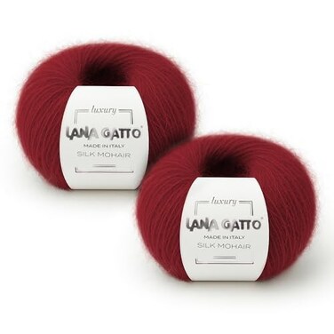 Kalapanta Silk Mohair Yarn for Knitting Lace Weight Mohair Yarn with Silk Made in Italy Red6026 2 Skeins