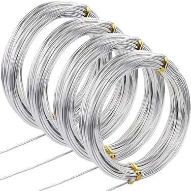 AConnet 4 Pack 14 Gauge Aluminum Wire 1312 Feet Silver Aluminum Wire 2mm Craft Armature Wires Bendable Metal Wires for Making Beading Jewelry Craft Dolls Skeleton DIY Crafts 328 Per Roll