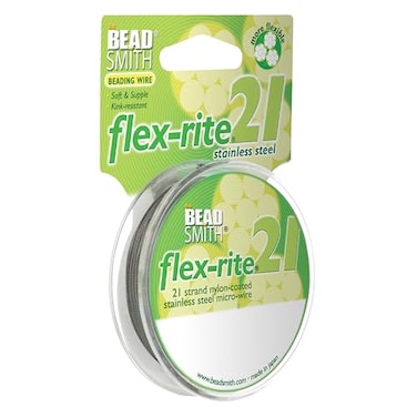 The Beadsmith FlexRite Beading Wire 21Strand NylonCoated StainlessSteel Wire 0014 035 mm Dia Clear 100 ft Spool Durable Necklace Bracelet String for Jewelry Making Supplies