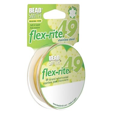 The Beadsmith FlexRite Beading Wire 49Strand NylonCoated StainlessSteel Wire 0014 035 mm Dia Metallic Gold 30 ft Spool Durable Necklace Bracelet String for Jewelry Making Supplies