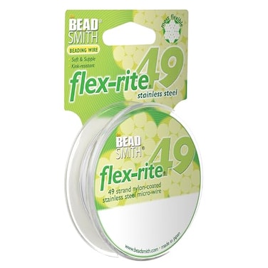 The Beadsmith FlexRite Beading Wire 49Strand NylonCoated StainlessSteel Wire 0014 035 mm Dia Pearl Silver 30 ft Spool Durable Necklace Bracelet String for Jewelry Making Supplies