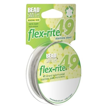 The Beadsmith FlexRite Beading Wire 49Strand NylonCoated StainlessSteel Wire 0018 045 mm Dia Clear 100 ft Spool Durable Necklace Bracelet String for Jewelry Making Supplies