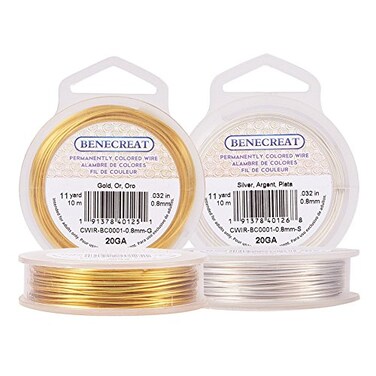 BENECREAT 2 Rolls 20Gauge Tarnish Resistant SilverGold Coil Wire 66Feet22Yard in Total