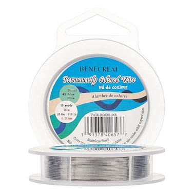 BENECREAT 49 Strands Tiger Tail Beading Wire 038mm 49FT Nylon Coated Stainless Steel Beading Wire for Necklace Bracelet Making Gray