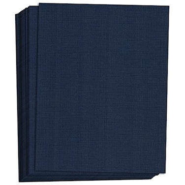 Hamilco Colored Cardstock Scrapbook Paper 85x11 Linen Textured Color Card Stock Paper Denim Blue 80 lb Cover 50 Pack