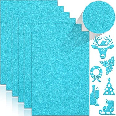 Twavang 24 Sheets Light Blue Glitter Cardstock Paper A4 Premium Sparkly Paper for Scrapbook DIY Projects Party Decoration Gift Box Wrapping 250GSM92lb