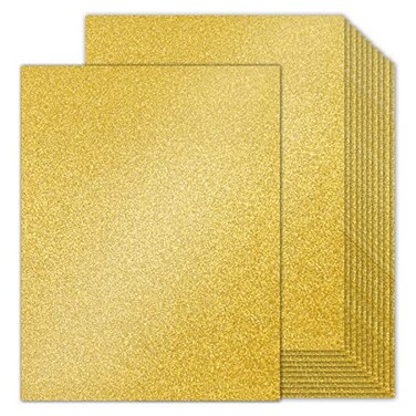 Goefun 100 Sheets DoubleSided Gold Glitter Cardstock 85 x 11 100lb NoShed Shimmer Glitter Paper Bulk for Wedding Parties Invitations Birthday DIY Craft Projects Anniversary