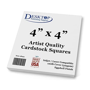 Desktop Publishing Supplies Premium White Cardstock Squares Ultra Thick Artist Drawing Quality Eggshell Finish For Spin Art Refill Sketching Charcoal Watercolor Painting 4 x 4 100 Pack