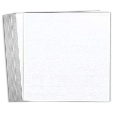 Hamilco White Linen Cardstock Scrapbook Paper 12x12 Heavy Weight 100 lb Cover Card Stock 25 Pack