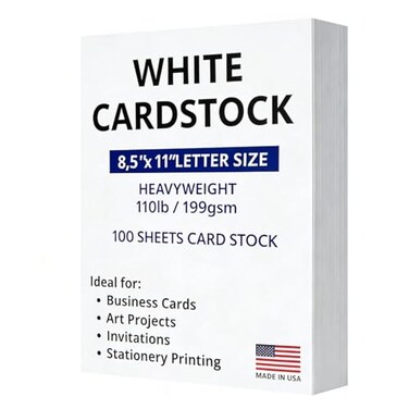 WritePads Veritas White Cardstock 85 x 11 110LB Index199GSM Heavyweight Card Stock 100 Sheets Thick Cardstock Printer Paper for Copy Printing Art Projects Invitations Made In USA