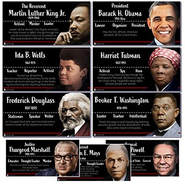 Young N Refined Black Heroes Poster bulletin board set 9 charts pack Glossy Paper 9x19