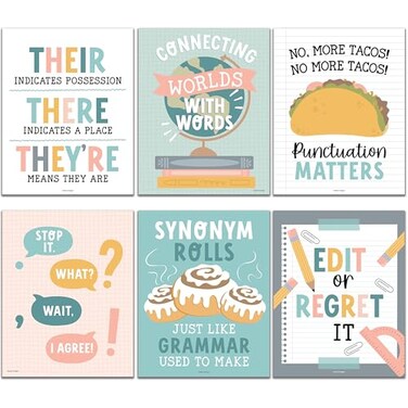 Hadley Designs ELA Posters for High School Classroom English Decor Grammar Prints Wall Art ESL Decorations for Middle High School Teachers Boho Classroom Decor