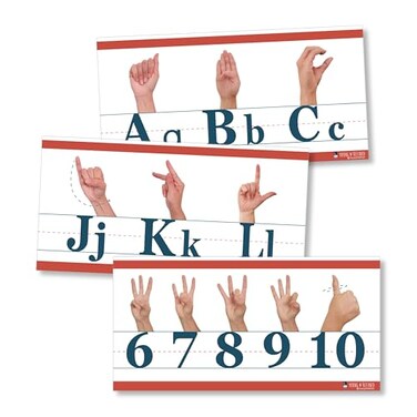 Young N Refined American Sign Language ABC and counting to 10 Alphabet strip LAMINATED 9x150 US MADE
