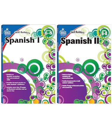 Carson Dellosa Education Skill Builders Grades 68 Spanish Workbook SetSpanish Vocabulary Builder for Kids Ages 1114 6th 8th Grade Spanish BooksLearn Spanish Parts of SpeechCommon Phrases More