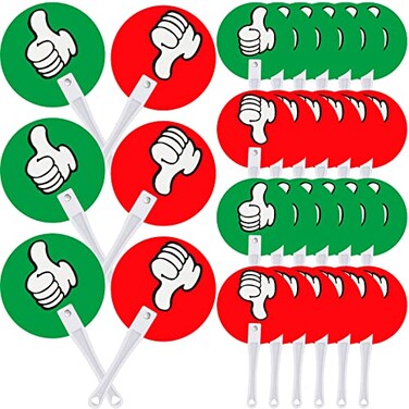 Macarrie 30 Pack Thumbs up Thumbs Down Classroom Voting Paddles Handy Teacher Classroom Event Supplies Plastic Thumbs up Sign Green Red Yes or No Paddles True False Paddles for School Student