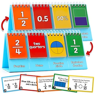 Aizweb DoubleSided Fractions and Equivalency Flip Chart Math Manipulatives for Elementary School Fraction Manipulatives Homeschool Supplies