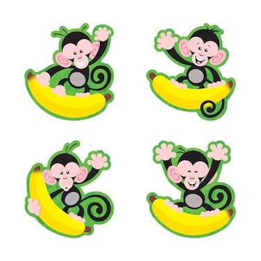 Trend Enterprises TREND Monkeys and Bananas Mini Accents Variety Pack Classroom Bulletin Board Cut Outs 3 Inches 36 Count