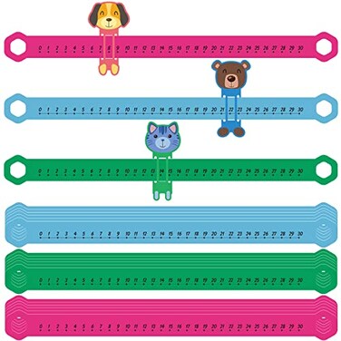 Eersida 24 Pcs Slide and Learn Number Lines 0 to 30 PVC Math Number Line for Student Animal Positive Integers Slide Rules Childhood Education Materials for School165 x 15 InchBright Colors