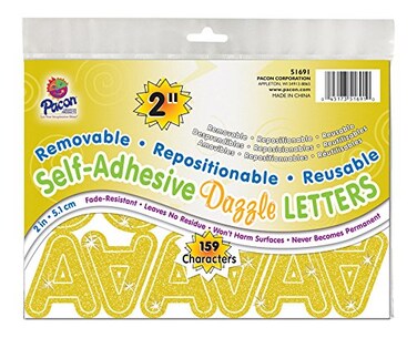 Pacon 2 SelfAdhesive Uppercase Letters 159Count Gold Dazzle 51691