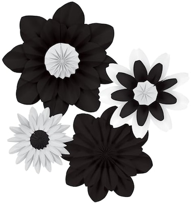 Teacher Created Resources Black and White Paper Flowers Premade Decorations for Party Photo Backdrops Classrooms Walls Showers and Birthday Celebrations TCR8351