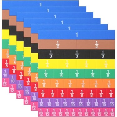 Sayglossy 6 Sets Fraction Tiles Set for Math Classroom Fractions Manipulatives Math Manipulatives for Home School Supplies