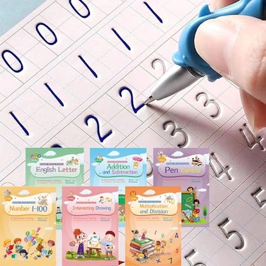 ASIGN Reusable Magic Handwriting Workbooks for Kids 3D Grooved Tracing Copybook with AutoFading Ink Grip Aid to Correct Pen Posture 6Book Set Preschool Kindergarten Prep