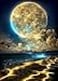 KINPLUB Moon Diamond Painting Kits for Adults 5D Moonlight Beach Diamond Art Kits for Beginners DIY Full Round Drill Seaside Landscape Paint with Diamond Dots Home Wall Decor 12 x 16 Inch