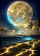 KINPLUB Moon Diamond Painting Kits for Adults 5D Moonlight Beach Diamond Art Kits for Beginners DIY Full Round Drill Seaside Landscape Paint with Diamond Dots Home Wall Decor 12 x 16 Inch