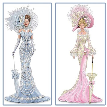 VAVCASE 2 Pack DIY 5D Diamond Art Painting Kits Special Shaped Rhinestones Partial Drill Lady with Hat Crystal Diamond Art Crafts Kits 12x24 inch
