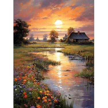 Eiazuiks Diamond Painting Kits for Adults Sunset 5D DIY Diamond Art Kits Full Drill Diamond Dots for Gift Wall Decor and Relaxation Gem Arts 12x16 inch