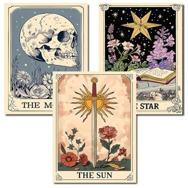 Axquilon 3 Pack Tarot Diamond Art Kits for Adults Diamond Painting Kits for Adults Beginner DIY 5D Full Drill Gem Art for Home Wall Decor 12x16 inch