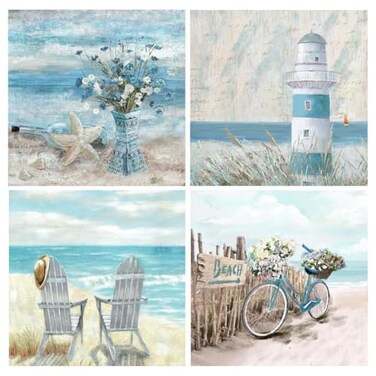 Tiwabb 4 Pack Beach Diamond Art Kits for Adults BeginnersFull Round Drill DIY Diamond Painting KitsPaint by Diamonds Dot Gem Art Crystal EasyHome Wall Decor 12X12Inch