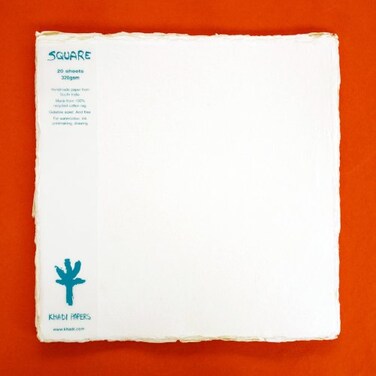 KHADI Paper Square White RAG Paper 20 Sheets Packs SP32W 320 GSM 12 X 12