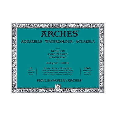 Arches Watercolor Paper Block Cold Press 12 x 16 300 pound 1795067