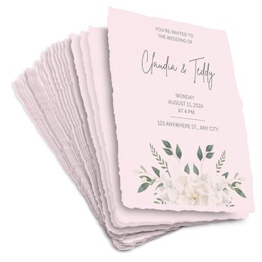 Wanderings A5 Handmade Deckled Edge Cotton Paper Cold Pressed Texture Paint Watercolor Writing Printer Cards Invitations Menus Arts and Crafts 50 Pack Pink 150 GSM 58 x 83