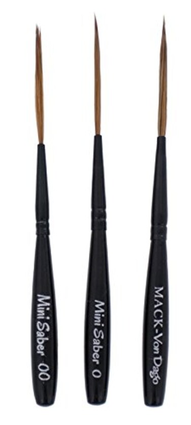 Mack Brush Andrew AMVDMSSet Von Dago Mini Saber Set of 3 Pinstriping Brushes Sizes 001